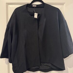 Chico’s Travelers Black Crinkle Jacket Size 2 (12/14)